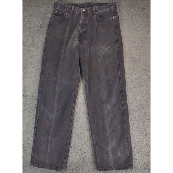 Levis Jeans Mens 38x36 (fits 35X31.5) Black 550 Relaxed Fit Taper Leg Faded - Picture 1 of 12